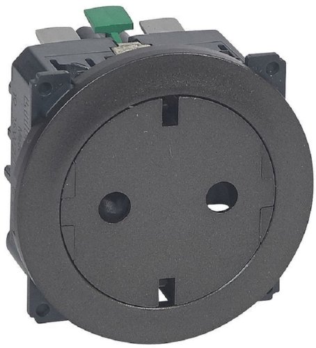 Розетка с заземлением без рамки Legrand Celiane 1-м. плоская шторки графит картинка